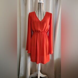 New Misguided Orange chiffon v neck dress
